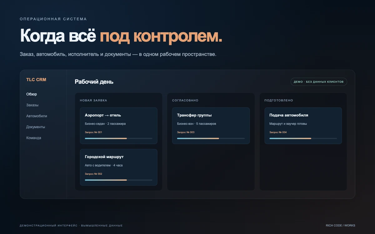 TLC CRM — экран проекта